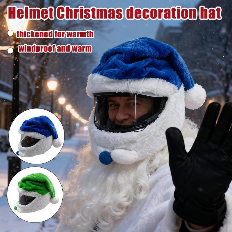 Santa Motorcycle Helmet Cover, Universal Fit Plush Christmas Helmet Hat for Bike Riding, Festive Xmas Cycling Cap, Funny Holiday RV Decoration & Gift - Image 4
